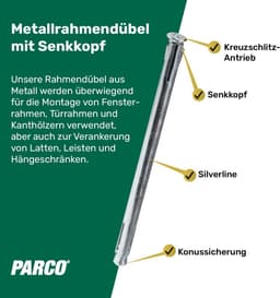 Metalen Kozijnplug - Frameanker Kozijn - Kozijnen Monteren - Verzonken Kop - 10 x 182 mm - Gegalvaniseerd — thumbnail 2