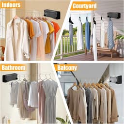 Intrekbare Waslijn - Wand Waslijn - Kleding Drogen - Dubbele Rvs Kabel - 52 Meter - Zwart — thumbnail 5