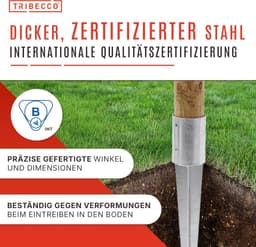 Grondanker Hout - Paalhouder Bodemanker - Schutting Plaatsen - Verzinkt Staal - 101mm x 750mm - Zilver — thumbnail 5