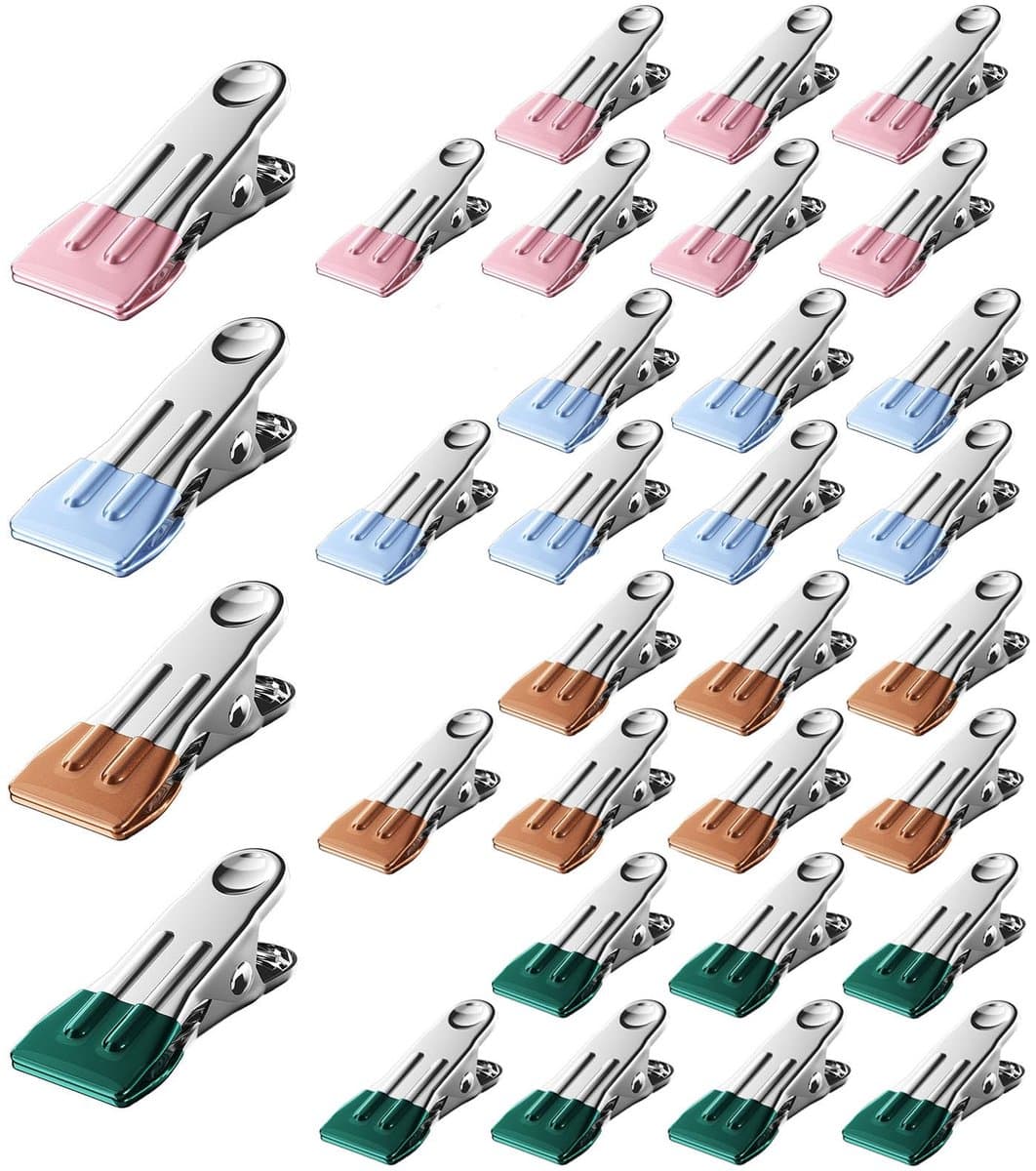 Wasknijpers, roestvrij staal, 32 stuks, zonder print, metalen wasknijpers, stabiele metalen klemmen, multifunctionele antislip wasknijpers, sterke klemmen — afbeelding 1