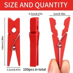 Houten Wasknijpers - Ambachtelijke Pinnen Clips - Foto's Ophangen - Niet-vervagende Kleurcoating - 100 stuks - Gemengd — thumbnail 3