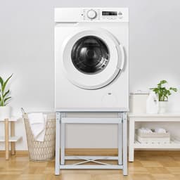 Metalen wasmachine-onderstel - Verhoogd frame - Apparaten plaatsen - Uittrekbare plank - 60 x 56 x 52 cm - Wit — thumbnail 2
