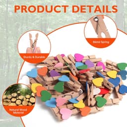 Houten Kledinghangers - Mini Knijpers - Foto's Ophangen - Natuurlijk Hout - 3.5 cm - Houtkleur — thumbnail 5