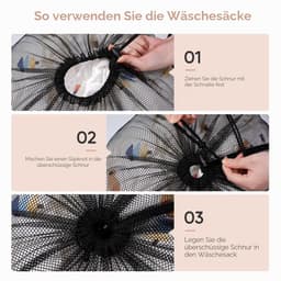 1 stuks waszak met trekkoord, 70 × 90 cm mesh waszakken voor delicate zware netto waszak voor wasmachine, Wasmachinenet, robuuste en duurzame nettas, Zwart — thumbnail 2
