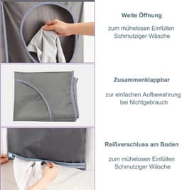 Waszak Ruimtebesparend - Hangende Wasmand - Wasverzamelaar - 2 Zuighaken - 2 Roestvrijstalen Deurhaken - 50x77cm — thumbnail 2