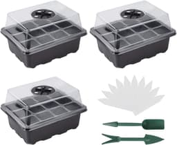 Propagator Tray, 3 Set Kiemlade met Vochtigheid Verstelbare Kas Plant Starter Grower Kwekerij Box voor Zaad Beginnen en Groeien (12 Cellen per Dienblad) — thumbnail 1