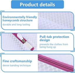 SnelShoppen - Waszakken voor wasmachine, 2 stuks, wasnet met roze ritssluiting, ideaal voor reizen, opbergen, organisatiezak voor trui, overhemden, on — thumbnail 5