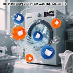 SnelShoppen - Wasmachine Dierenhaarverwijderaar, 8-pack Herbruikbare Haarverwijderingsballen, Pluizenfilter voor Effectieve Dierenhaar en Pluizen Verw — thumbnail 2