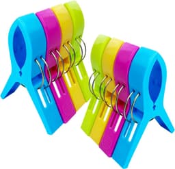 SnelShoppen - 8 Pcs Kleurige Grote Klemmen, Plastic Handdoek Clips voor Strandhanddoeken, Badhanddoeken, Kleden, Kleding, 12cm x 9cm, Lichtgewicht en — thumbnail 1