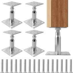 SnelShoppen - Verstelbare Verhoogde Polen Voetsteunen - 4 Stuks Gegalvaniseerde Steunen voor Pergola's, Luifels en Balkons - Hoogte Aanpasbaar 100-150 — thumbnail 1