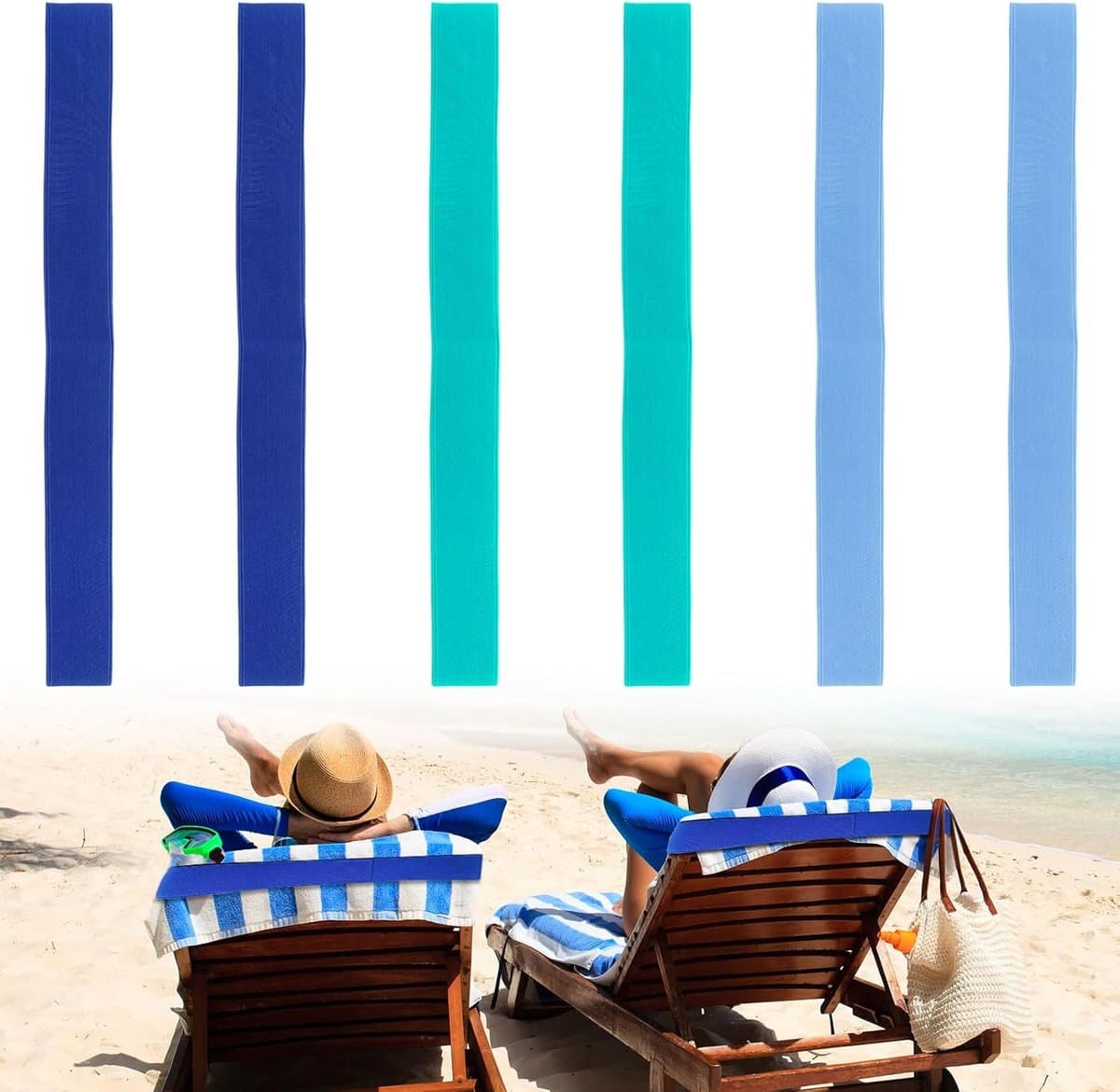 SnelShoppen - 6 Stuks Strandhanddoek Clips - Lichtgewicht Handdoek Tapes voor Zonligbedden - Elastische Handdoek Bevestiging - Rubber Tafelstoelen - D — afbeelding 1