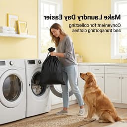 Grote Zwarte Waszak van Stevig Nylon met Trekkoord Sluiting | Ruime Opbergzak voor Wasgoed, Herbruikbaar en Veelzijdig Gebruik — thumbnail 5