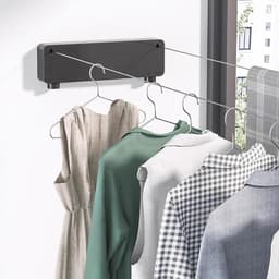 Uittrekbare Waslijn - Telescopische Lijn - Kleding Drogen - Ruimtebesparend Ontwerp - 1 Meter - Zwart — thumbnail 2