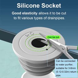 Afvoerpijp Siliconen Seal - Wasmachine Rioolslang - Geurloos Huis - Flexibele Diameter Aanpassing - 45-50 mm - Grijs — thumbnail 2