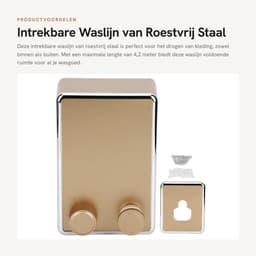 Dailygoods- Waslijn Uittrekbaar - Wanddroogrek - Roestvrij Staal - Max. Belasting 20 kg - 4,2 Meter - Modern Design - Kledinglijn — thumbnail 1