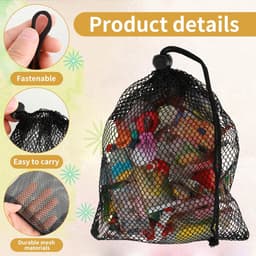 Dailygoods - TIESOME 10 stuks kleine nylon mesh trekkoordtas, zwarte mesh trekkoordtas reiszakken mesh opbergzak mesh trekkoord waszak voor wassen strandspecelgoed schelpen verzamelen golf 20 x 15 cm — thumbnail 4