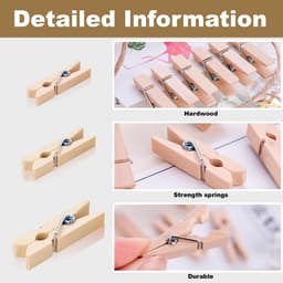 Dailygoods - Houten knijpers, mini-wasknijpers, 150 stuks, decoratieve knijpers, kleine houten wasknijpers, voor foto's, collages, ansichtkaarten, geschenken (drie maten) — thumbnail 5