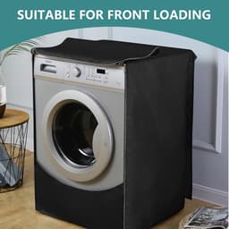 1 stuk - Hoes voor wasmachine met voorlader - Hoes voor droger - Stofkap voor wasmachine - Deksel voor droger - Waterdicht, stofdicht en zonbestendig - 60×60×85 cm - Zwart - Geschikt voor wasmachines met voorlader, drogers — thumbnail 4