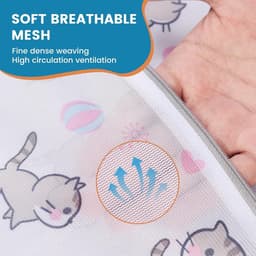Wasnetjes met ritssluiting - Kattenprint - Diverse maten (60x50, 50x40, 40x30 cm) - Polyester waszakken met geurparelzak - Voor delicate kleding — thumbnail 3