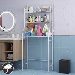 Wasmachinekast - Ombouw - 3-Laags - Badkamerkast - Vloerstaand - Stevig ijzer - Wit - 68x25x155 cm - Multifunctionele opbergruimte - Slimme ruimtewinner — thumbnail 2