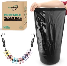 SnelShoppen - Portable Waszak Zwart - Compact en Lichtgewicht Reistas voor Camping, Backpacking en Op Reis - Ideaal voor Schoon Kleding en Vakanties — thumbnail 1