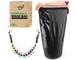 SnelShoppen - Portable Waszak Zwart - Compact en Lichtgewicht Reistas voor Camping, Backpacking en Op Reis - Ideaal voor Schoon Kleding en Vakanties