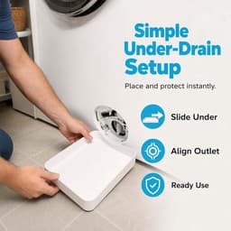 Lekbak wasmachine - Universele afvoerbak voor wasmachines met voorlader - Afvoerbak voor wasmachine - Lekbak voor Wasmachine en Vaatwasser - Opvangbak - Wasmachine opvangbak - Afvoerbak - Wateropvangbak voor kelder, woning, camper - Wit — thumbnail 3