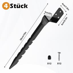 SnelShoppen - Set van 4 Inslaghulzen Schommel Bodemhuls L-vorm Thermisch Verzinkt Staal Paaldragers Grondankers voor Houten Palen Tuin en Speelplaats — thumbnail 5