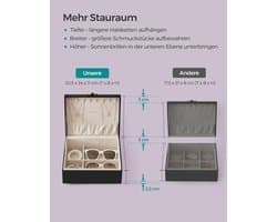 Schmuckkästchen 2 Ebenen mit Griff und flexiblem Schmucktablett schwarz