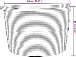 vidaXL - Wasmand - Ø - 60x36 - cm - katoen - bruin - en - wit — thumbnail 2
