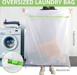 Laundry Net Large with Zip XXL, Laundry Net for Washing Machine, Pack of 2, 110 x 90 cm, Laundry Bag, Laundry Nets Bra, Suitable for Coats, Sweaters, Quilts, Blankets, Cushions, Large Plush Toys — thumbnail 2