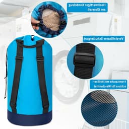 Grote Waszak van 90 Liter, Waterdicht en Vouwbaar, Ideaal voor Wasruimte, College en Thuisgebruik, Donkerblauw en Zwart — thumbnail 2