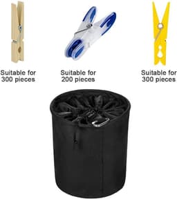 Opbergmand Kleding - Wasknijperzak - Wassen Ophangen - Met Karabijnhaak - XXL Capaciteit - Zwart — thumbnail 5