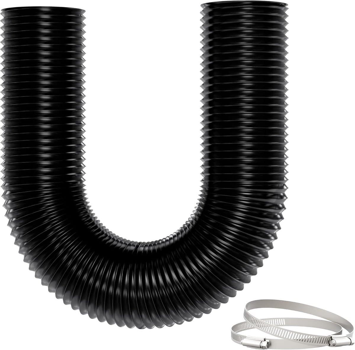 Afzuigslang Flexbuis - Ventilatiebuis Geluiddempend - Droger Ventilatie - 5-Laags Aluminium PVC - 3 Meter Lengte - Zwart — afbeelding 1