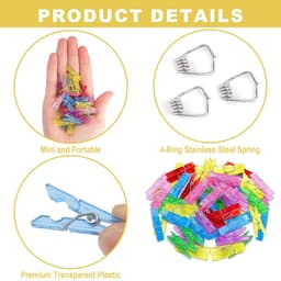 Dailygoods- Wasknijpers Mini - 100 Stuks Transparante Clips - Fotoclips - Kleine Klemmen - Decoratieve Clips - Breekbestendig Plastic — thumbnail 4