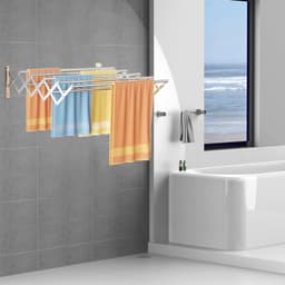 Aurixi® Wanddroogrek Inklapbaar - Wanddroogrek - Zilver ‎- 10cm x 42cm x 15cm — thumbnail 4