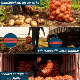 Raschelzakken Aardappelen - Netzakken Groenten - Opslag Fruit - Met Trekkoord - 30x50 cm - Rood — thumbnail 5