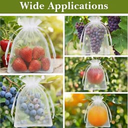 Fruit Net Zakken - Trekkoord Beschermers - Vruchten Beschermen - Dubbele Trekkoordsluiting - 100 stuks - Wit — thumbnail 2