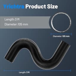 PromoHome 100 mm Afzuigslang 3 m, 5-laags Aluminium PVC Ventilatieslang voor Mobiele Airconditioner, Droger en Afzuigventilator, Zwart — thumbnail 2