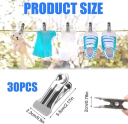 Dailygoods - 30 Stuks Roestvrij Stalen Wasknijpers - Multifunctioneel en Antislip — thumbnail 5