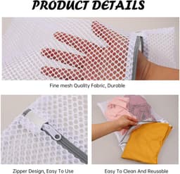 Dailygoods- Waszak Groot - Waszakjes met Rits - Waszakken voor Wasgoed - Herbruikbare Waszak - 3 Stuks - Polyester 30x40 cm - Wasnet — thumbnail 2