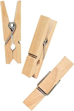 Houten Knijpers - Kleine Klemmen - Knutselen en Decoratie - Natuurlijk Hout - 100 Stuks - Natuurlijk — thumbnail 1