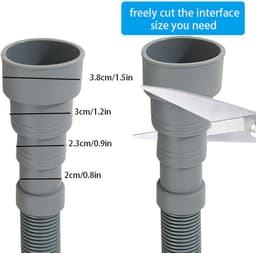 Universele afvoerslangverlenging – 3 m x 30 mm – Geschikt voor wasmachines en vaatwassers – Inclusief slangkoppeling & montageset – Grijs — thumbnail 4
