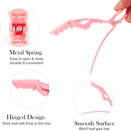 Haarklemmen Set - Alligator Clips - Haar Styling - Professionele Grip - 14 Stuks - Roze — thumbnail 5