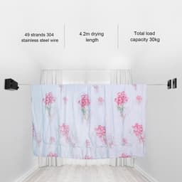 Dailygoods- Waslijn Uittrekbaar 30 Meter - Dubbele Waslijn - Roestvrij Staal - Veiligheidsdesign - Voor Balkon - Ruimtebesparend - Kledinglijn — thumbnail 4