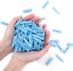 Kunststof Wasknijpers - Mini Clips - Feestdecoratie - Inclusief Opbergtas - 100 stuks - Blauw — thumbnail 1
