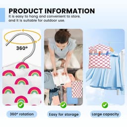 Dailygoods- Wasknijperzakken 30 cm x 33 cm - 2 Stuks - Duurzaam Canvas - Opbergzakken - Draagbaar - Decoratief Patroon - Opbergzak — thumbnail 3
