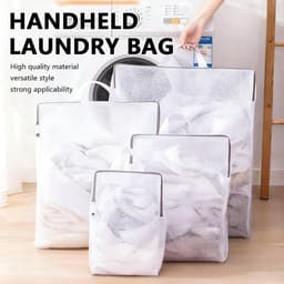 4 stuks-Waszakken - Vormvaste meshzakken - Handwaszakken - Geschikt voor ondergoed, truien en lakens - Wit - Maten: S 20*30*8 cm - M 30*40*8 cm - L 40*50*10 cm - XL 50*60*10 cm — thumbnail 3