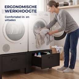 ProductXpert Stacko™ - Wasmachine Verhoger - Kast - Ombouw Met Lade - 64x54x40cm - Zwart - Met Stelvoet Stabilisatie - Antislip — thumbnail 5