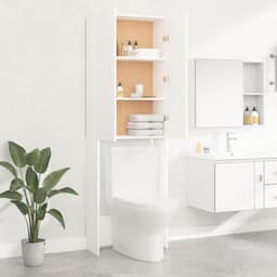 Gecheer Washing Machine Cabinet, Bathroom, Toilet, Dryer, Shelf Furniture, Washing Machine, Cabinet, Shelf, Bathroom Organizer, White, 64 x 25.5 x 190 cm — thumbnail 2